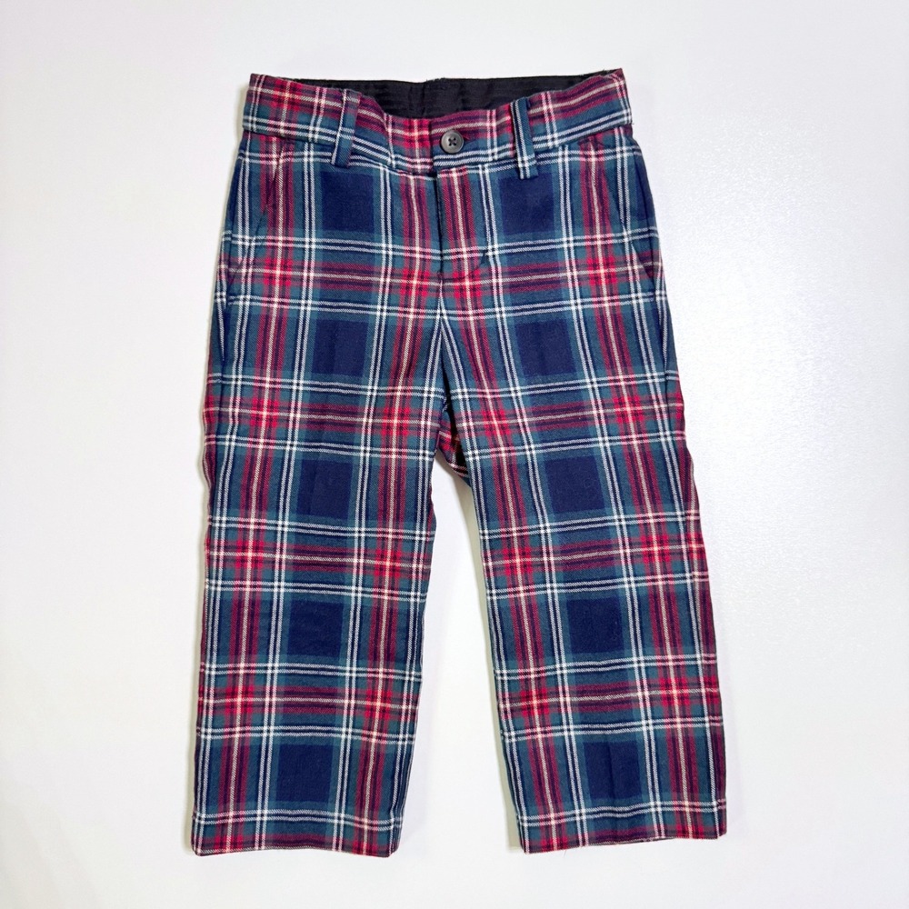 Janie and Jack Tartan Pants Plaid Trousers 18-24M Navy Red Holiday Classic